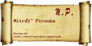 Mitró Piroska névjegykártya